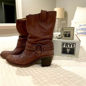 -Frye boots-Carmen Harness Short Boots-Dark Brown